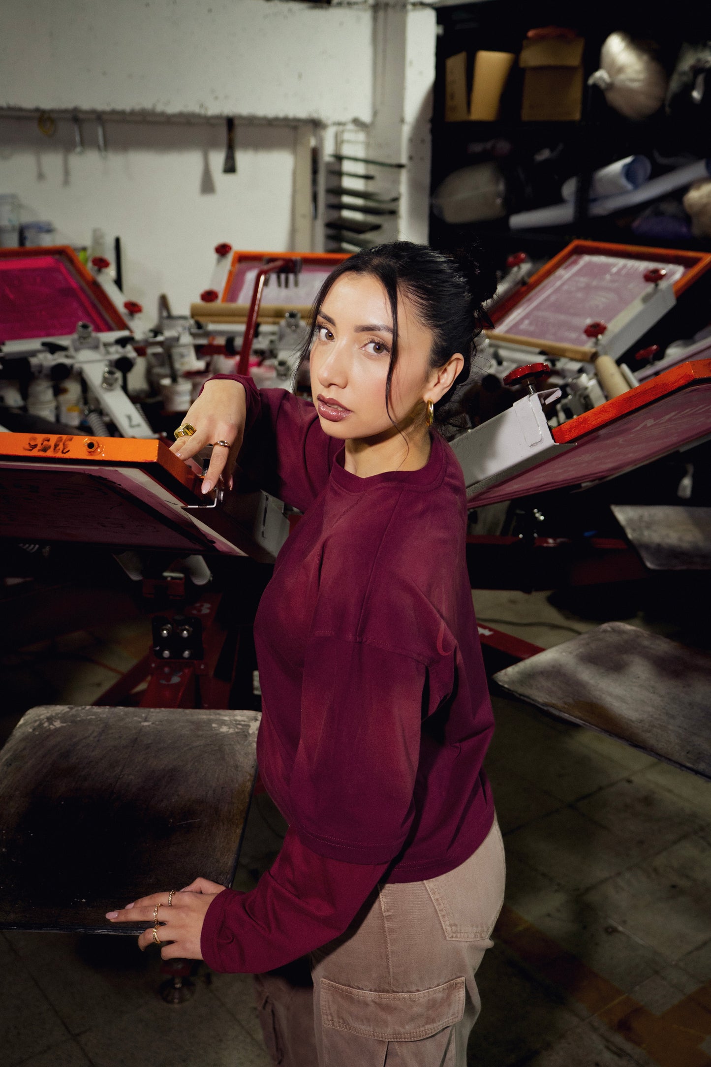 LONG SLEVEE 16:28 BURGUNDY LOGO