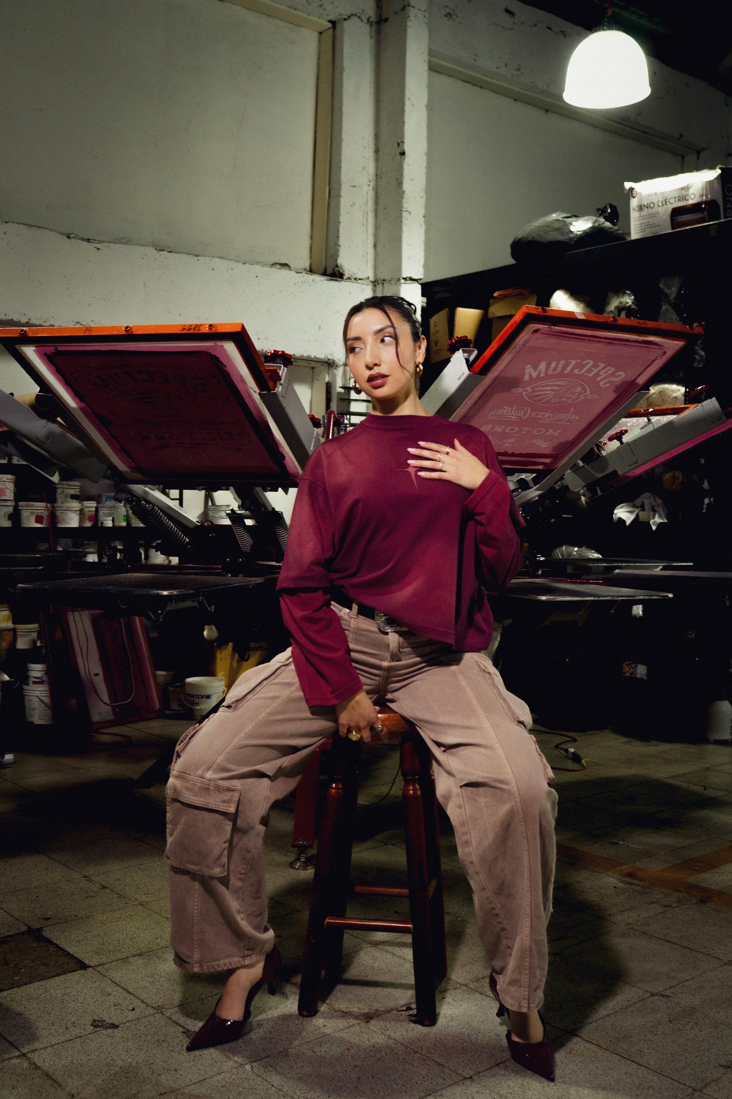 LONG SLEVEE 16:28 BURGUNDY LOGO